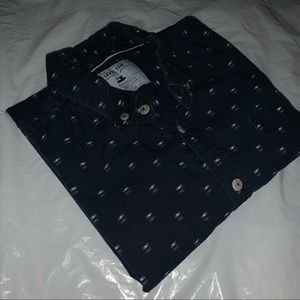 3/$15 Level Ten Navy Blue Casual Button Down Shot Sleeve